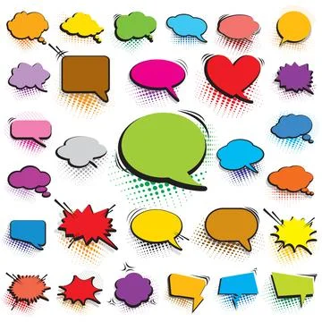Set of comic speech line bubbles White and black. Vector image, illustration 스톡 일러스트