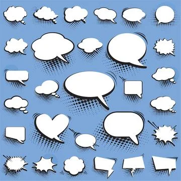 Set of comic speech line bubbles White and black. Vector image, illustration Stock Illustration