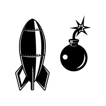 Set of comic style bomb. For poster, card, flyer, banner. Vector image Stock Illustration