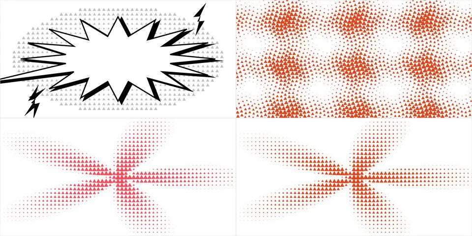Set of Comic Style Graphic Elements Including Speech Bubbles and Halftone P.. イラスト素材