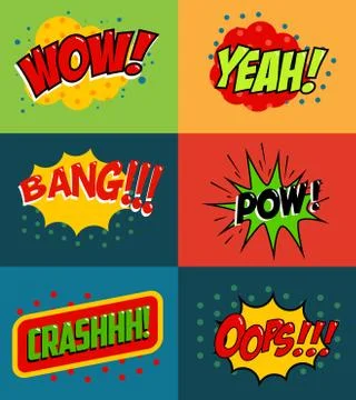 Set of comic style phrases Stock Illustration
