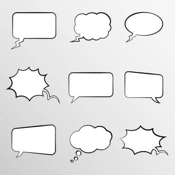 Set of comic style thought bubbles Stock Illustration