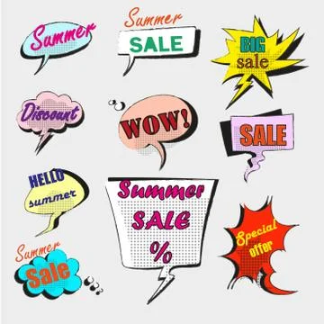 Set of Comic Text, Pop Art style. Stock Illustration