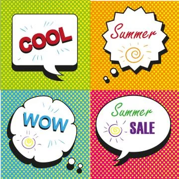 Set of Comic Text, Pop Art style. Stock Illustration