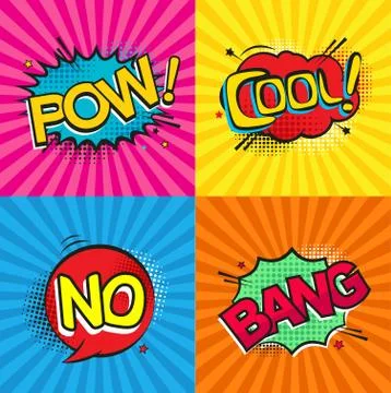 Set of comic text, pop art style or Comic speech bubbles set with different e Illustrazione stock