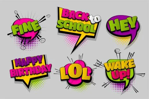 Set comic text speech bubble pop art Stock Illustration