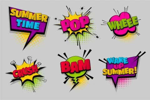 Set comic text speech bubble pop art Stock Illustration