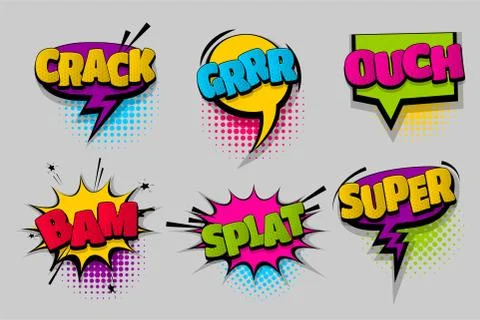 Set comic text speech bubble pop art Stock Illustration