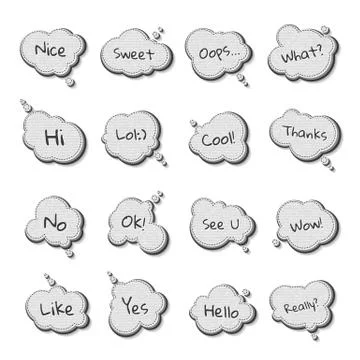 Set of comics thought bubble. Stickers with quotes Stock Illustration