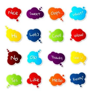 Set of comics thought bubble. Stickers with quotes Stock Illustration