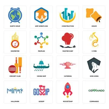 Set of commando, rocketship, hallmark, catering, cricket club, master chef, o Free Stock Illustration