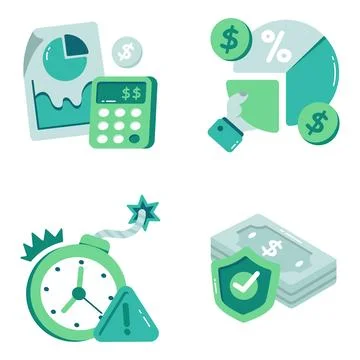 Set of Commencement Flat Icons Illustration