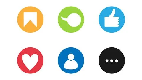 Set of Like, Comment, share icon collection, social media notification Stock Illustration