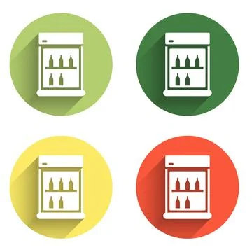 Set Commercial refrigerator to store drinks icon isolated with long shadow .. Illustration