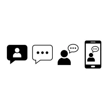 Set of communication icons including chat bubbles, user silhouette, and smart Illustrazione stock
