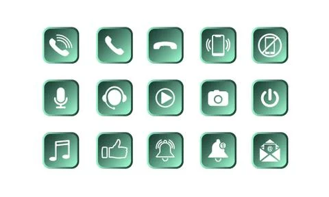 Set of communication icons set modern button . Phone, mobile phone, retro pho Stock Illustration
