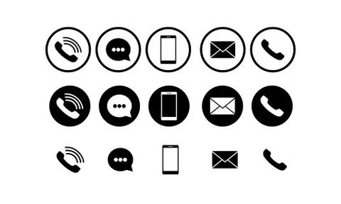 Set of communication icons set modern button . Phone, mobile phone, mail on i Stock Illustration