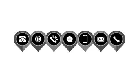 Set of communication icons set modern button . Phone, mobile phone, mail on i Stock Illustration