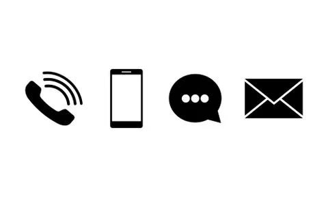 Set of communication icons set. Phone, mobile phone, chat, email for applicat Stock Illustration