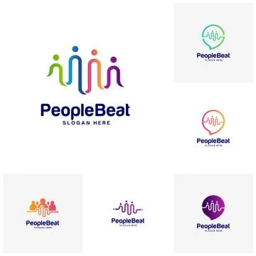 Set of Community logo template designs concepts vector illustration, People B Stock Illustration