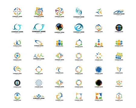 Set of Community People Vector Logo Design Elements Stock Illustration
