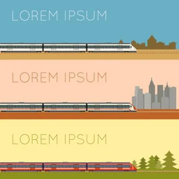Set of commuter  train banners Stock Illustration