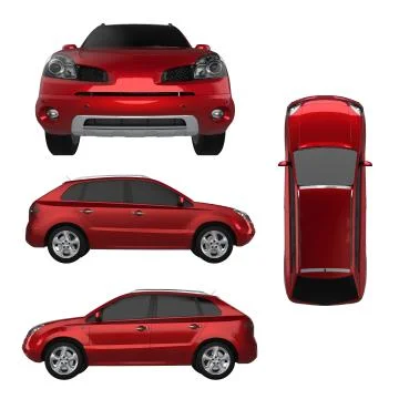 Set compact city crossover red color on a white background. 3d rendering. Stock-Illustration