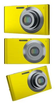 Set of compact pocket digital camera for summer holidays on white background. Stockillustratie