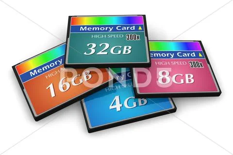 Set of CompactFlash memory cards Stock Illustration