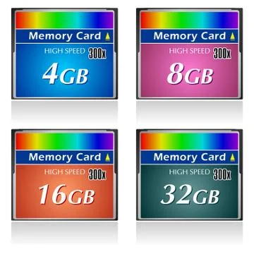 Set of CompactFlash memory cards Stockillustratie
