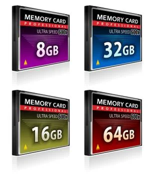 Set of CompactFlash memory cards Stock Illustration