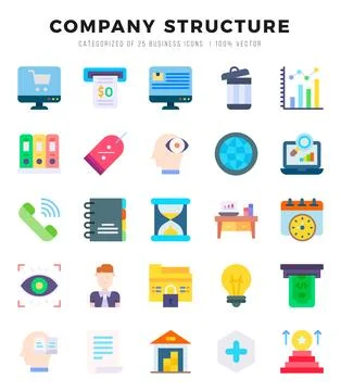 Set of Company Structure icons in Flat style. High quality Flat Icons symbo.. Stock Illustration