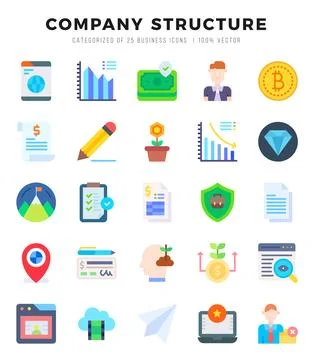 Set of Company Structure Icons Flat icons collection. Stock Illustration