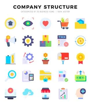 Set of Company Structure Icons. Simple Flat art style icons pack. Vector il.. Stockillustratie