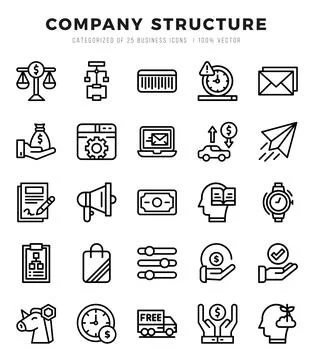 Set of Company Structure Icons. Simple Lineal art style icons pack. イラスト素材