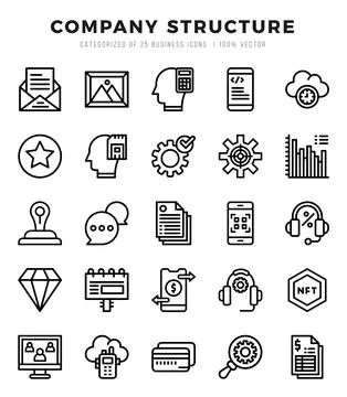 Set of Company Structure Icons. Simple line art style icons pack. 스톡 일러스트