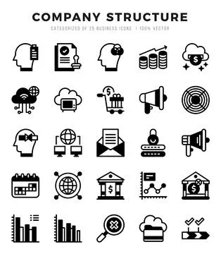 Set of Company Structure Icons. Simple Lineal Filled art style icons pack. Stock Illustration
