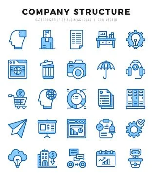 Set of Company Structure Icons. Simple Two Color art style icons pack. Stockillustratie