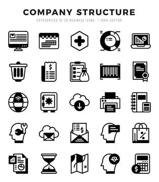 Set of Company Structure Icons. Simple line art style icons pack. Stock Illustration