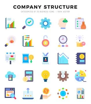 Set of Company Structure Icons. Simple Flat art style icons pack. Vector il.. Stock Illustration