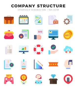 Set of Company Structure Icons. Simple line art style icons pack.for websit.. Stock-Illustration