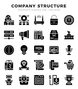 Set of Company Structure Icons. Simple line art style icons pack. Stock Illustration