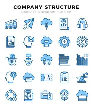 Set of Company Structure icons in Two Color style. Two Color Icons symbol c.. Stock Illustration