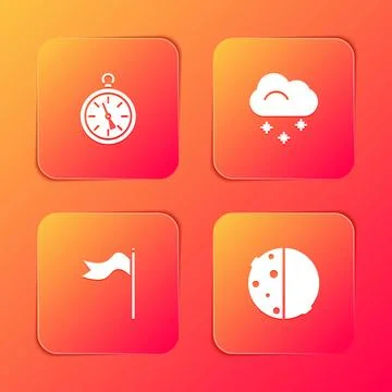 Set Compass, Cloud with snow, Meteorology windsock wind vane and Eclipse of the Ilustração Stock