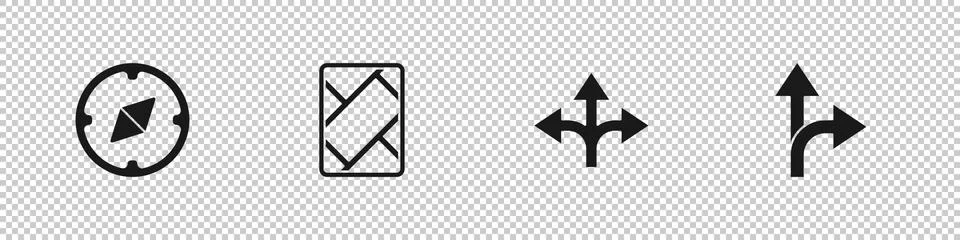 Set Compass, Gps device with map, Road traffic sign and icon. Vector 스톡 일러스트