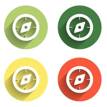 Set Compass icon isolated with long shadow background. Windrose navigation .. イラスト素材