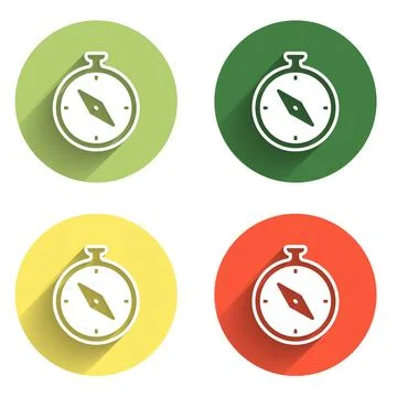 Set Compass icon isolated with long shadow background. Windrose navigation .. イラスト素材