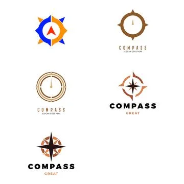 Set of Compass Icon Logo Design Template Stock Illustration