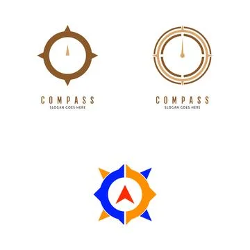 Set of Compass Icon Vector Logo Template Illustration Design 库存插图
