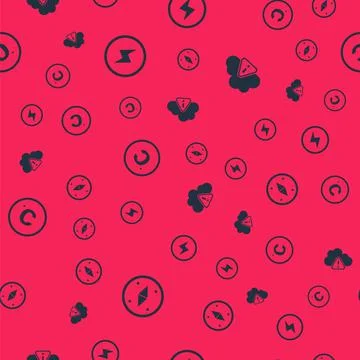 Set Compass, Lightning bolt, Celsius and Storm warning on seamless pattern Stock Illustration